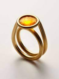 Arunashi Fire Opal Ring 22k Yellow Gold Twisted Band Ring With Fire Opal Center Frac12 Inches In Diamete Fire Opal Ring Handmade Gold Jewellery Jewelry Rings