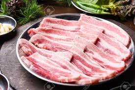 Korean Barbecue Saeng Samgyeopsal Raw Pork Belly Stock Photo Picture And Royalty Free Image Image 107939344 Boiled korean pork belly bossam. korean barbecue saeng samgyeopsal raw pork belly