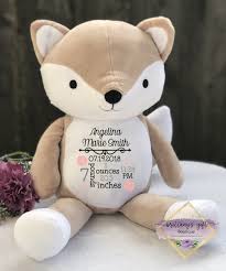 Birth Announcement Stuffed Animal Fox Birth Announcement Stuffed Animal Memory Bear Fox Newborn Etsy Birth Announcement Girl Birth Announcement Boy Birth Announcement Gifts