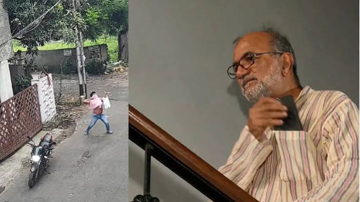 Bikash ranjan Bhattacharya Attack: 'আমাদের পিছনে লাগবি না, আমরা দেশভক্ত', বলেই পরপর মদের বোতল ছুড়ল বিকাশের বাড়িতে, সামনে এল CCTV ফুটেজ | One miscreants attack Advocate and ...