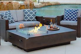 Amazon Com Akoya Outdoor Essentials 65 Rectangular Modern Concrete Fire Pit Table W Glass Guard And Crystals I Gas Fire Pit Table Fire Pit Table Gas Firepit