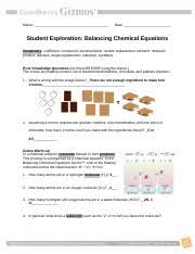 Balance and classify five types of chemical reactions: Balancingchemequationsse Doc Name Date Student Exploration Balancing Chemical Equations Vocabulary Coefficient Compound Decomposition Double Course Hero