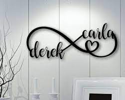 Infinity Sign Containing Names Personalized Metal Infinity Sign Infinity Metal Sig Custom Metal Signs Personalized Metal Signs Engagement Gifts Newly Engaged