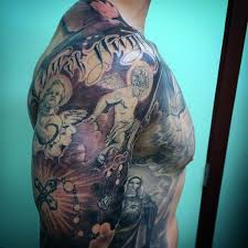 A cool design involving rosary beads and a cross. Pin On Tattoo