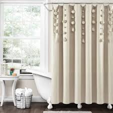 Design your everyday with boho shower curtains you'll love to show off in your bathroom. Boho Pom Pom Tassel Linen Single Shower Curtain Dark Linen Lush Decor Target
