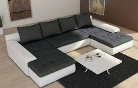 Canape D Angle Convertible Contemporain Smart Coloris Blanc Et Noir En Pu Et Tissu Canape Angle Convertible Canape Angle Idees De Decoration De Salon