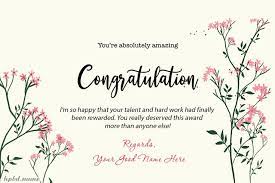 Write Name On Congratulations Card For Award Congratulations Card Congratulations Awards