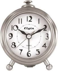 Elgin 3514e Bedside Alarm Clock With Brushed Silver Case And Glass Lens Vintage Housing Calls To Mind 1940s E Alarm Clock Table Alarm Clock Analog Alarm Clock