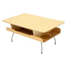 Midcentury 1969's table with dansette legs, teak, brass and black. Herman Miller Molded Plywood Magazine Rack Coffee Table For Sale At 1stdibs