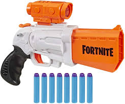 Nerf fortnite drum gun dg blaster rifle toy elite, 15 dart rotating drum, new. Amazon Com Nerf Fortnite Sr Blaster 4 Dart Hammer Action Includes Removable Scope And 8 Official Elite Darts For Youth Teens Adults Toys Games
