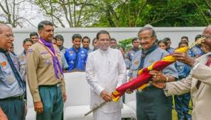 Image result for Handing over the national flag of Sri Lanka scouts