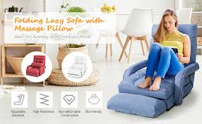 ← keeping your folding sleeping chair clean. Amazon Com Giantex Updated Folding Massage Lazy Sofa Floor Chair Sofa Lounger Bed With Armrests And A Pillow Lounger Bed Chaise Couch Blue Kitchen Dining