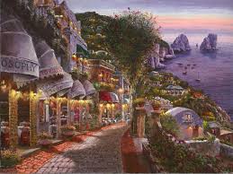 Sam Park Artist Evening In Capri 30 X 40 By Sam Park Artist Impressionist Landscape Landscape Prints Seascape Print