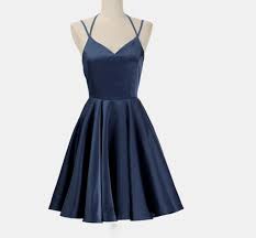 Lovely Short Straps Halter Homecoming Dresses Navy Blue Summer Dresses Women Dresses In Stock Simple Prom Dress Junior Homecoming Dresses Prom Dresses Blue