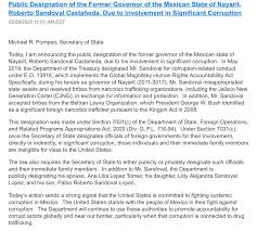Roberto sandoval castañeda nació en tepic, nayarit, último de seis hermanos e hijo del matrimonio de alicia castañeda de sandoval y pablo sandoval. Ariel Moutsatsos On Twitter Aqui El Comunicado Integro De Statedept