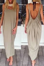 Casual U Neck Backless Sleeveless Loose Fitting Dress Loose Fitting Dresses Fashion Womens Dresses