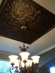 Tin Ceiling Galvanized Tin Squares Two Different Color Layers Of Paint And Painted Wood Trim In The Shape Of A Frame Tin Ceiling Ceiling Tin Tiles