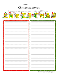 Students should compose different words from the letters of this word. Christmas Words Worksheet Have Fun Teaching