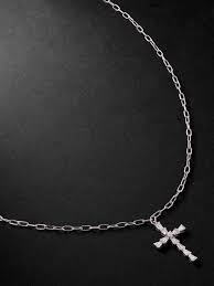 Ornate White Gold Cross Necklace