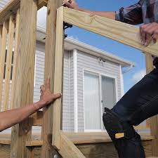 Install the cut handrail on the posts using brass handrail . How To Build A Deck Wood Stairs And Stair Railings