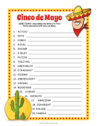 Perfect for word games including words with friends, scrabble, quiddler and crossword puzzles. Cinco De Mayo Word Scramble