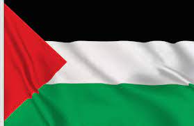 علم فلسطين ‎) is a tricolor of three equal horizontal stripes (black, white, and green from top to bottom) overlaid by a red triangle issuing from the hoist. Palestine Flag