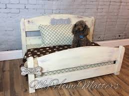 This wood platform bed with headboard & footboard is a minimalist, stylish bed base that works well with a variety of decorating styles and makes it easy for you to beautify the look of your bedroom. Upcycled Or Repurposed Dog Or Pet Bed Made From A Twin Headboard And Footboard Dog Bed Furniture Repurposed Headboard How To Make Bed
