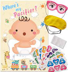 Amazon Com Pin The Pacifier On The Baby Game Baby Shower Party Favors And Game Pin The Dummy On The Baby Game Home Kitchen