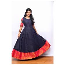 Blue And Red Sungudi Kids Party Wear Dresses Indian Gowns Dresses Dress Neck Designs