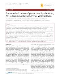 Panglima polim bernama asli sri muda perkasa muhammad daud. Pdf Ethnomedical Survey Of Plants Used By The Orang Asli In Kampung Bawong Perak West Malaysia