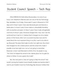 Browse the use examples 'the president's speech' in the great english corpus. Student Council Speech Student Council Speech Middle School Student Council Student Council President Speech