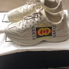 Gucci Shoes Rhyton Gucci Logo Leather Sneaker Poshmark Leather gucci kids sneakers with lace closure. rhyton gucci logo leather sneaker