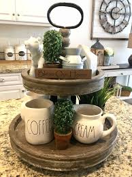 Farmhouse Style Kitchen 2 Tiered Wooden Tray Tiered Tray Decor Farmhouse Style Kitchen Tray Decor