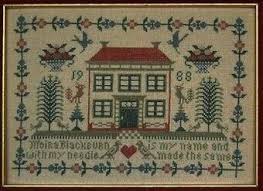 Red Roof House Sampler Cross Stitch Chart