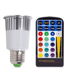 Led strip light rgb 10mtrs 16 millon colours lighting modes remote control ip20. Led Bulb Rgb 5w E27 Remote Control