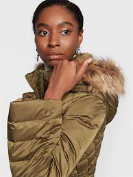 Guess long down jacket with hood clearance