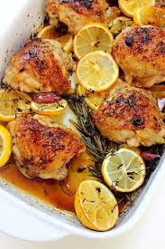 Crispy Baked Rosemary Lemon Chicken Thighs Baked Lemon Chicken Lemon Rosemary Chicken Baked Chicken Thighs