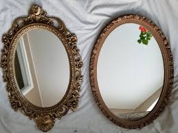 Pair Of Large Oval Decorative Mirrors 26 Inches Plastic Framed Mirrors Ornate Bronze Mirrors Bronze Mirror Large Oval Mirror Mirror Decor