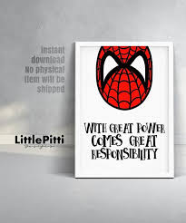 With Great Power Comes Great Responsibility Spiderman Party Superhero Quotes Spiderman Party Spiderman Room Decor