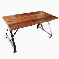 Asha dining table bungalow rose table base color: Buy Custom Made Factory Work Table With Industrial Metal Base And Made From Reclaimed Wood Plank Top Made To Order From The Strong Oaks Woodshop Custommade Com