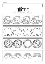 St Patrick S Day Preschool No Prep Worksheets Activities Circle The Picture That Is Dif St Patrick Day Activities St Patricks Day Crafts For Kids Preschool