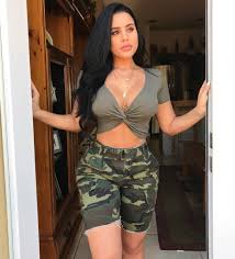 Stephanie Acevedo Army Green Shorts Streetwear Shorts Camouflage Shorts