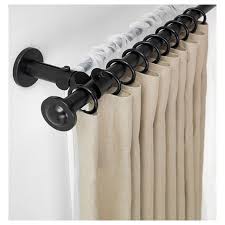 Storslagen Black Double Curtain Rod Set 120 210 Cm Ikea Double Rod Curtains Double Curtain Rod Set Double Curtains