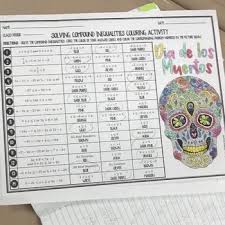 Solving Compound Inequalities Dia De Los Muertos Halloween Algebra Activity Algebra Activities School Algebra Compound Inequalities
