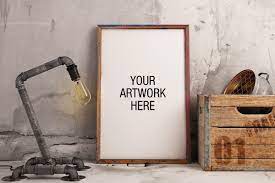 Download Premium Frame Mockup With Industrial Lamp Free Design Resources