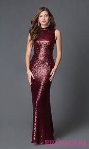 Long Sequin High Neck Prom Dress Ssd 3373 By Swing Prom At Promgirl Com 318 Burgundy Tied Sides Prom Dresses Sparkly Dress Burgundy Sequin Dress