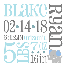 Elephant Baby Birth Announcement Svg Birth Stats Svg Baby Etsy