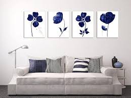 Wall Art Canvas Flower Set 4 Piece Wall Art Blue Wall Art Etsy Blue Wall Art Flower Prints Art Floral Prints Art