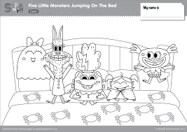 For boys and girls, kids and adults, teenagers and toddlers, preschoolers and older kids at school. Five Little Monsters Jumping In The Bed Coloring Pages Super Simple