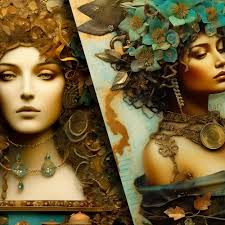 Adorned With Gold Woman Mixed Media Paper Collage Printable Junk Journal  Half Papers, Scrapbook Page, for Card, Craft and Book Making